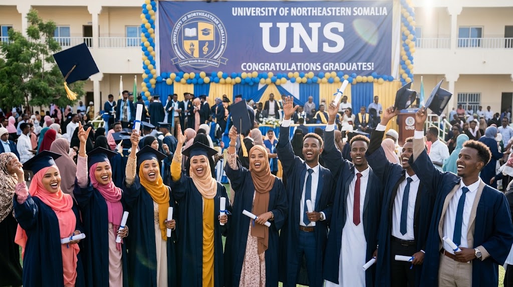 Graduates celebrating at a UNS graduation ceremony